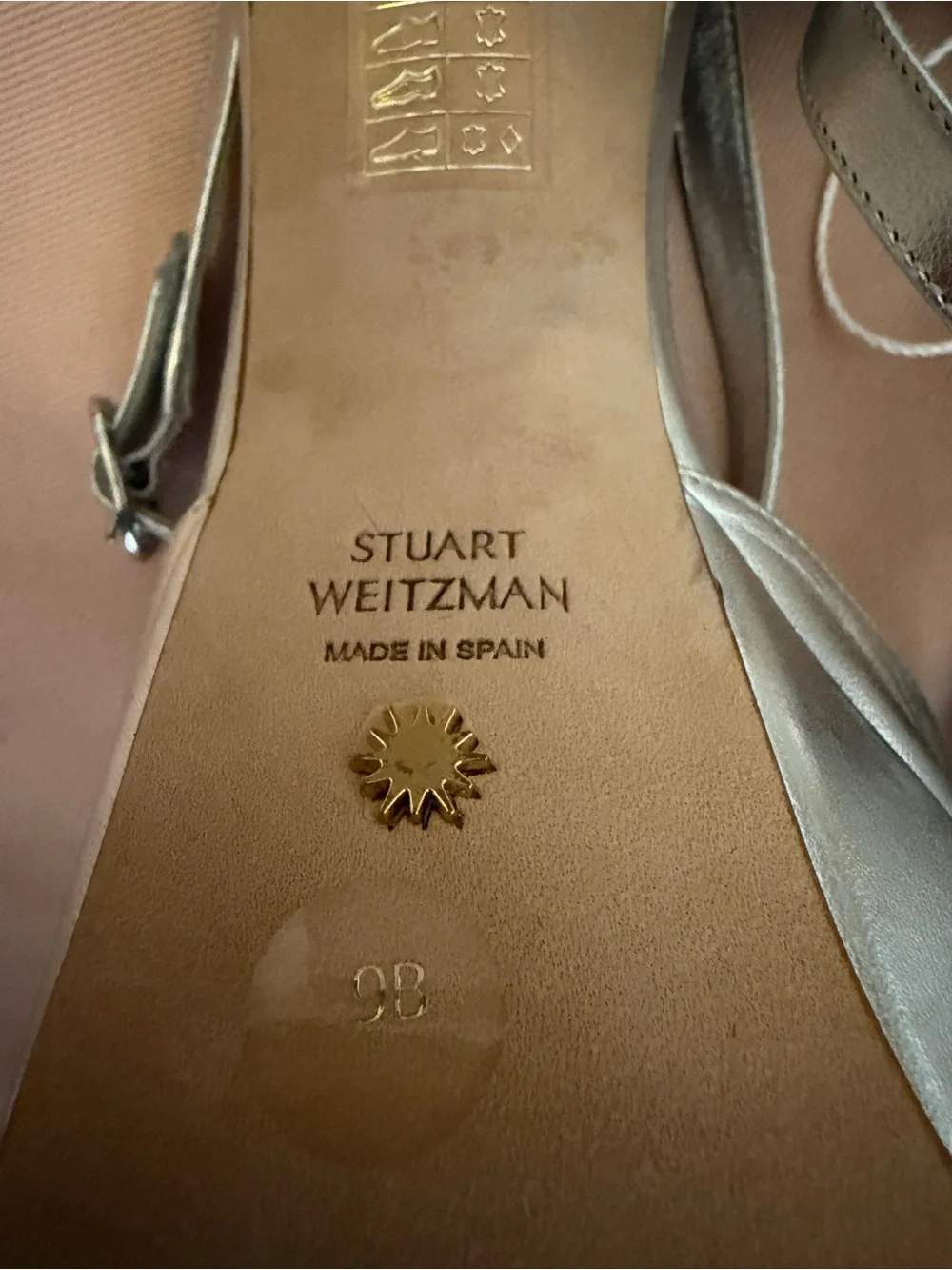 Stuart Weitzman Metallic Silver Platform Block Heel Sandals like new!!